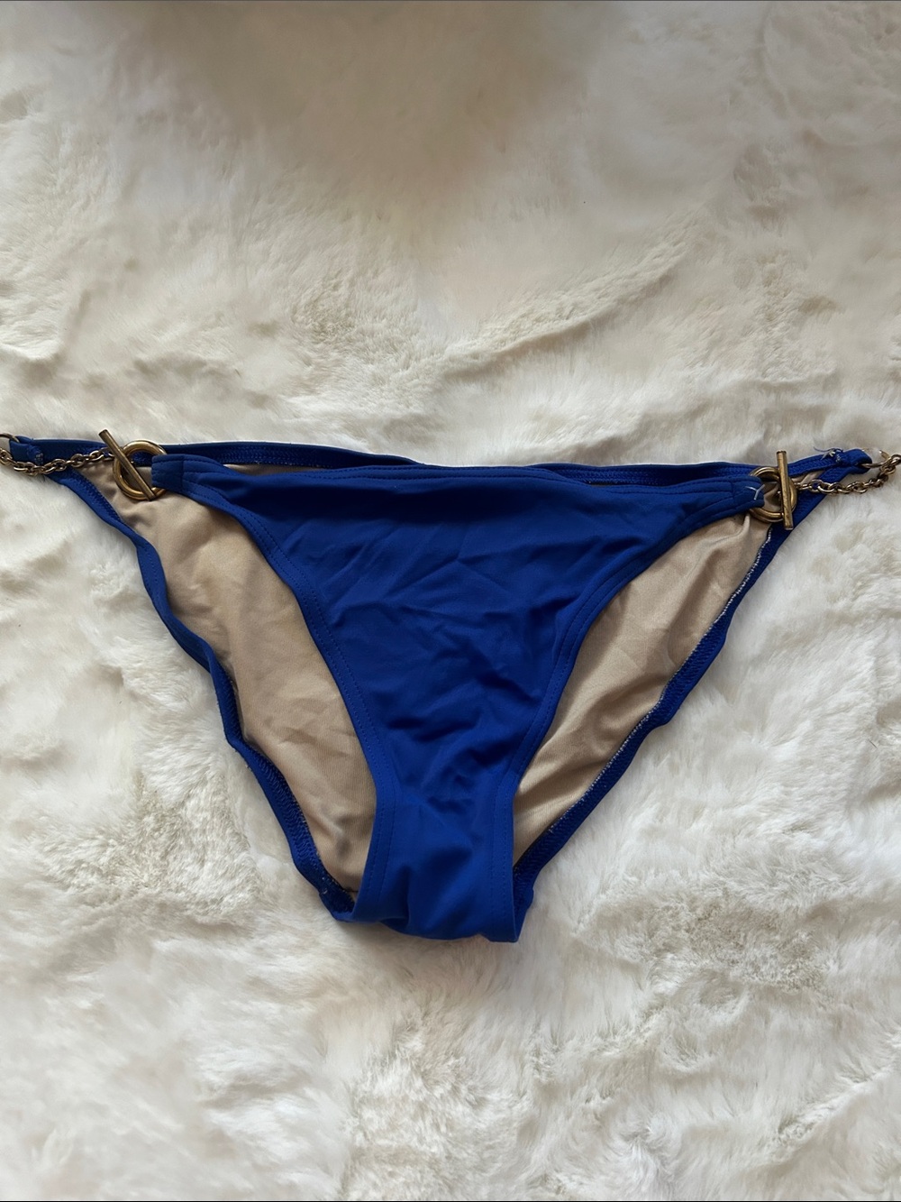 Victoria Secret Opia Cobalt Blue Bikini Bottom with Gold Chain Hip Links